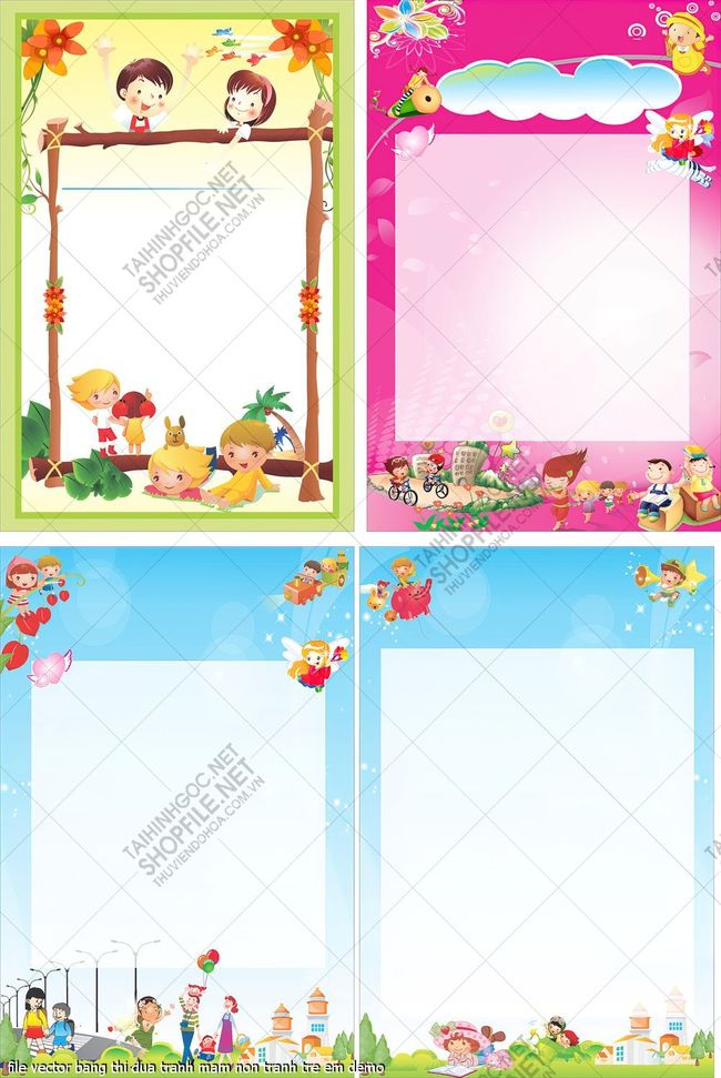 file vector bang thi dua tranh mam non tranh tre em